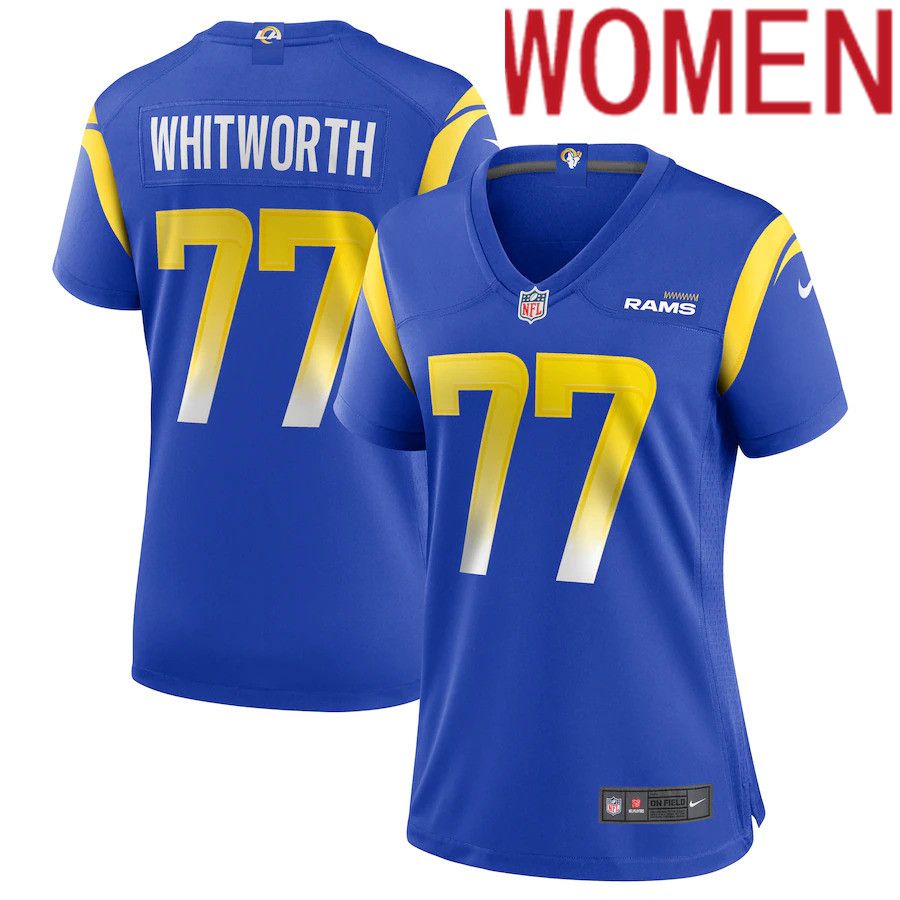 Women Los Angeles Rams 77 Andrew Whitworth Nike Royal Game NFL Jersey